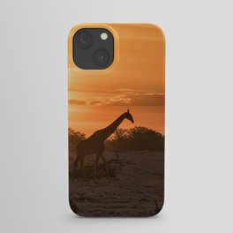 Silhouette of a Giraffe at Sunset at Okaukuejo In Etosha National Park iPhone Case