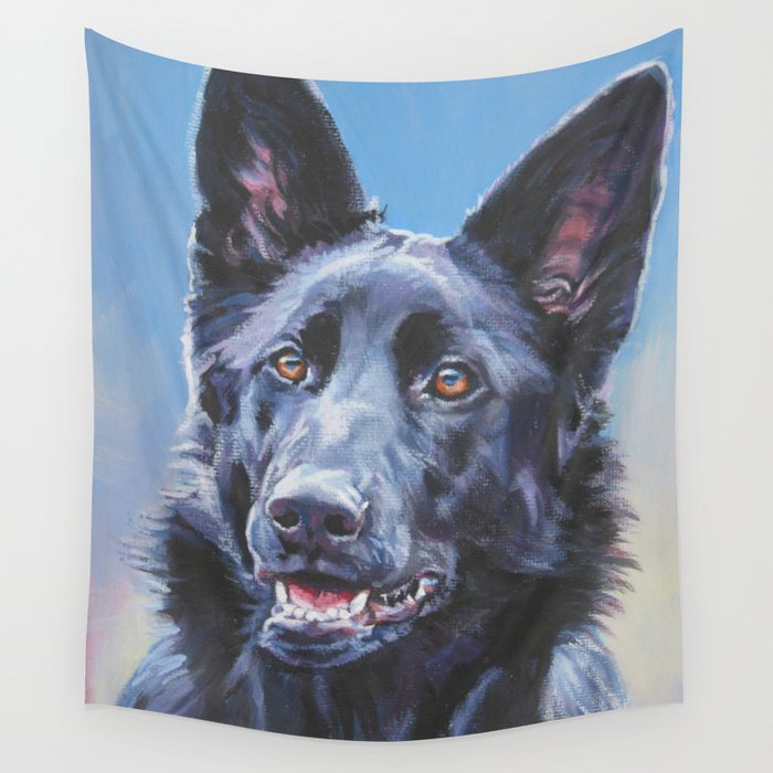 Black German Shepherd Dog Portrait Art From An Original Painting
