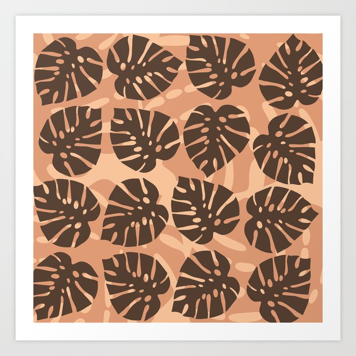 Copper Palm Leaf Pattern 08 Art Print