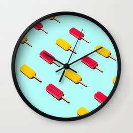 Red and Yellow Popsicles Arranged in a Pattern Wall Clock