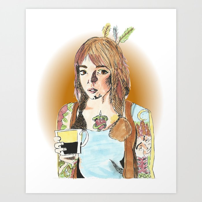 Tattoos and Tea Art Print