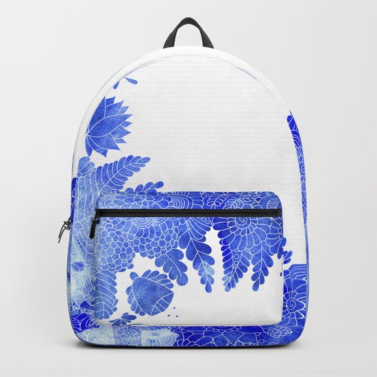 Blue Floral Pattern 04 Backpack