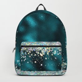 Teal Holographic Glitter Pretty Glam Turquoise Sparkling Backpack