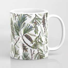 Pine Bough Coffee Mug | Cedar, X Mas, Branch, Cone, Needles, Florals, Botanical, Nature, White, Pine 