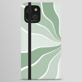 Wavy Rays (sage green/white) iPhone Wallet Case