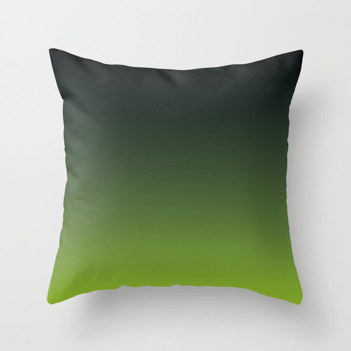 Ombre | Color Gradients | Gradient | Two Tone | Charcoal Grey | Lime Green | Throw Pillow