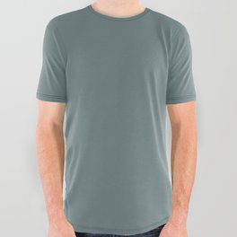 Dark Caribbean Aqua Blue Solid Color PPG Blue Blood PPG1034-6 - All One Single Shade Hue Colour All Over Graphic Tee