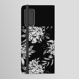 Black & White Seamless Botanical Flowers Android Wallet Case