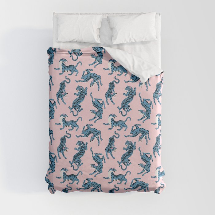 Rad Tigers- Blue and Pink Duvet Cover