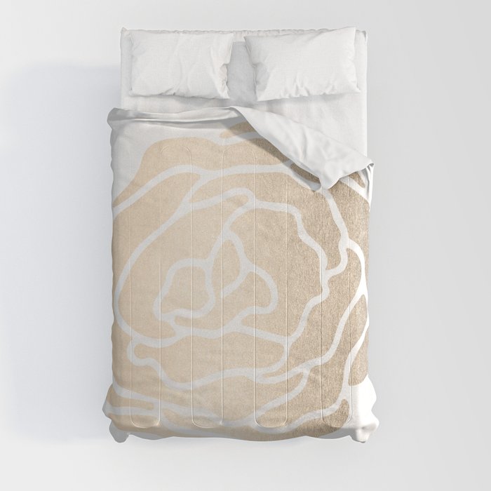 Rose White Gold Sands on White Comforter