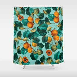 Peach and Leaf Pattern Shower Curtain