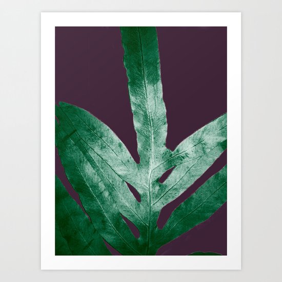 Green Fall Fern Purple Art Print