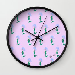 Mermaid green blue- pink background Wall Clock