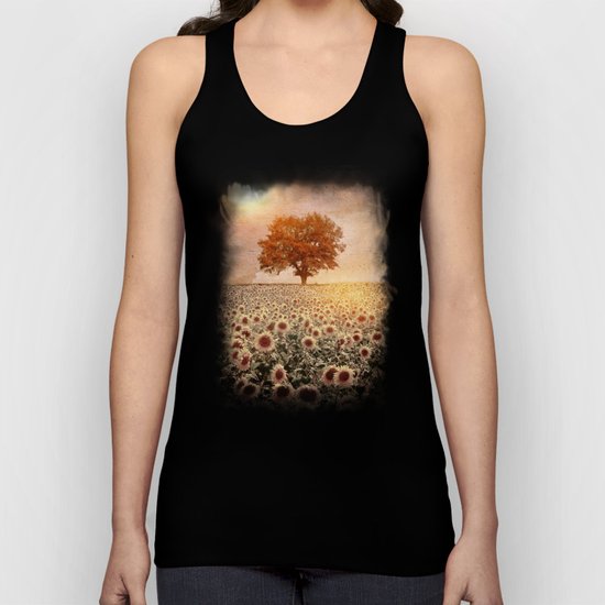 lone tree & sunflowers field (colour option) Unisex Tank Top