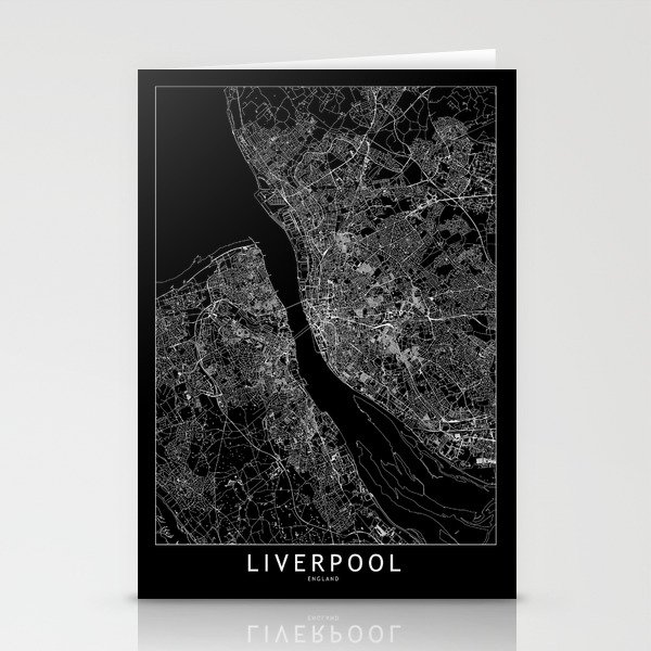 Liverpool Black Map Stationery Cards