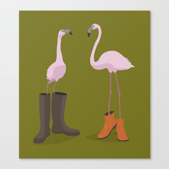 Fashion Flamingos Canvas Print