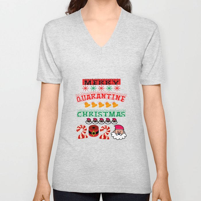 Merry Quarantine Christmas 2020 V Neck T Shirt