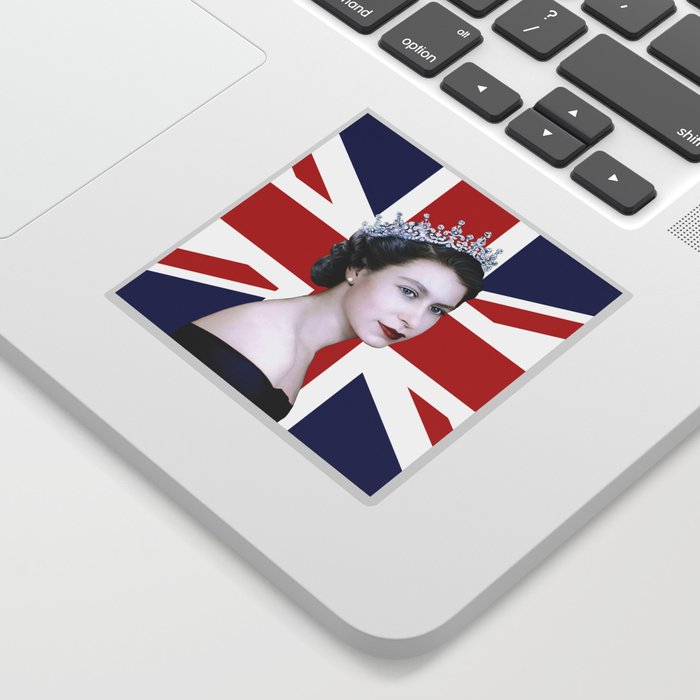Queen Elizabeth II with British Flag Sticker