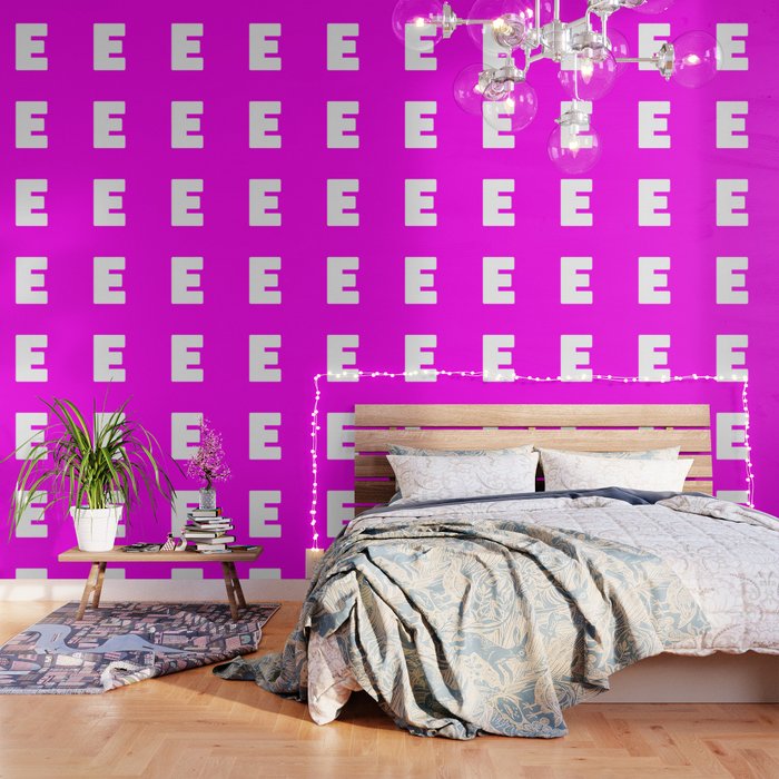 E (White & Magenta Letter) Wallpaper