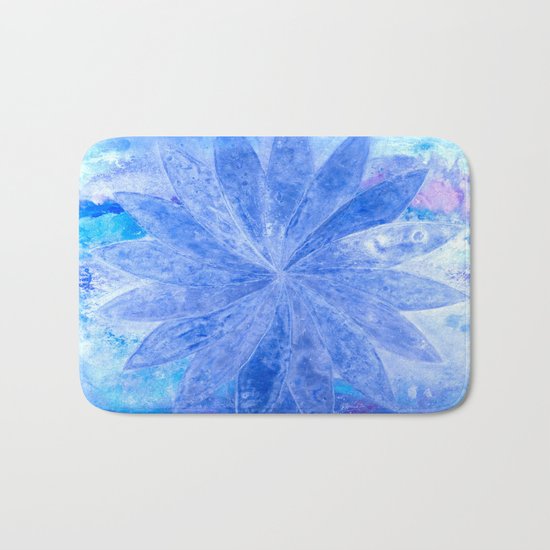 ABSTRACT BLUE DAISY Bath Mat