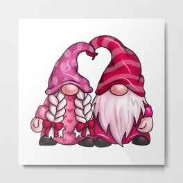 Valentine Gnome - Couple Metal Print