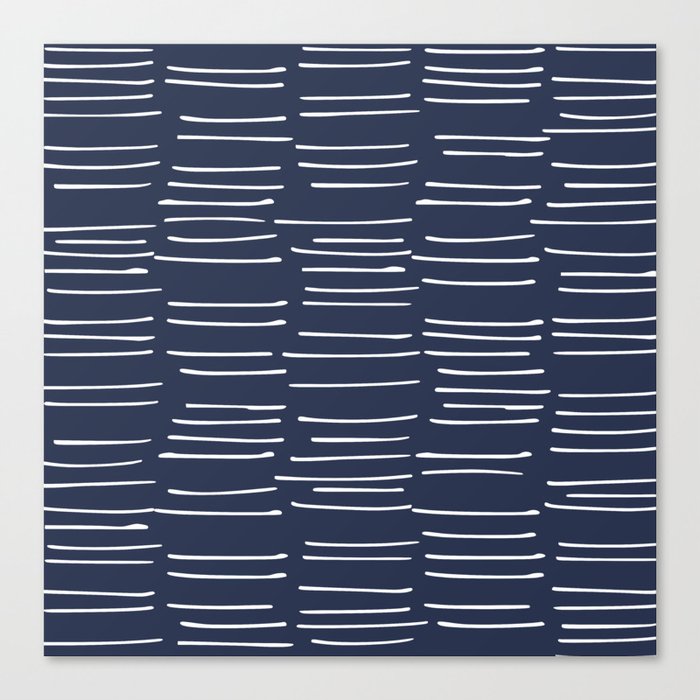 Abstract Stripes on Navy Blue Canvas Print