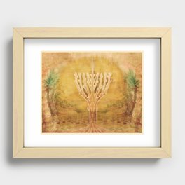 Candelar-Chanukkah light-light-judaica art-hand painted-bright colors Recessed Framed Print