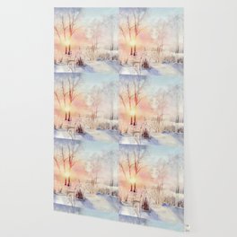 Ethereal Snowy Christmas Morning Sunrise  Wallpaper
