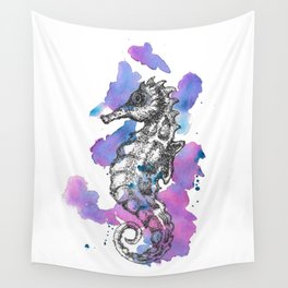 Watercolor Seahorse Wall Tapestry