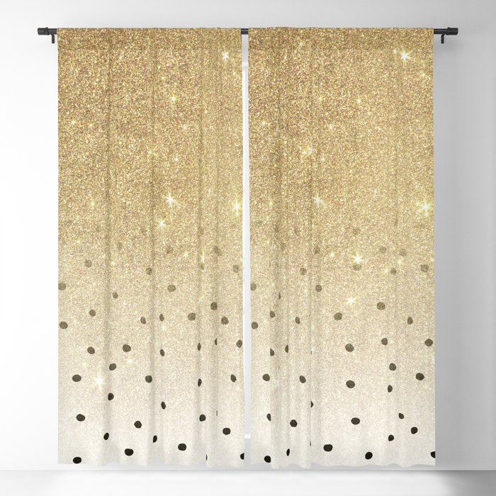 Gold Glitter Ombre Blackout Curtain, Gold Polka Dot Sheer Curtains