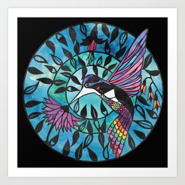 Hummingbird - Paper cut design Art Print