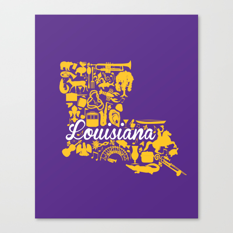 Lsu Louisiana Landmark State Purple And Gold Lsu Theme Canvas