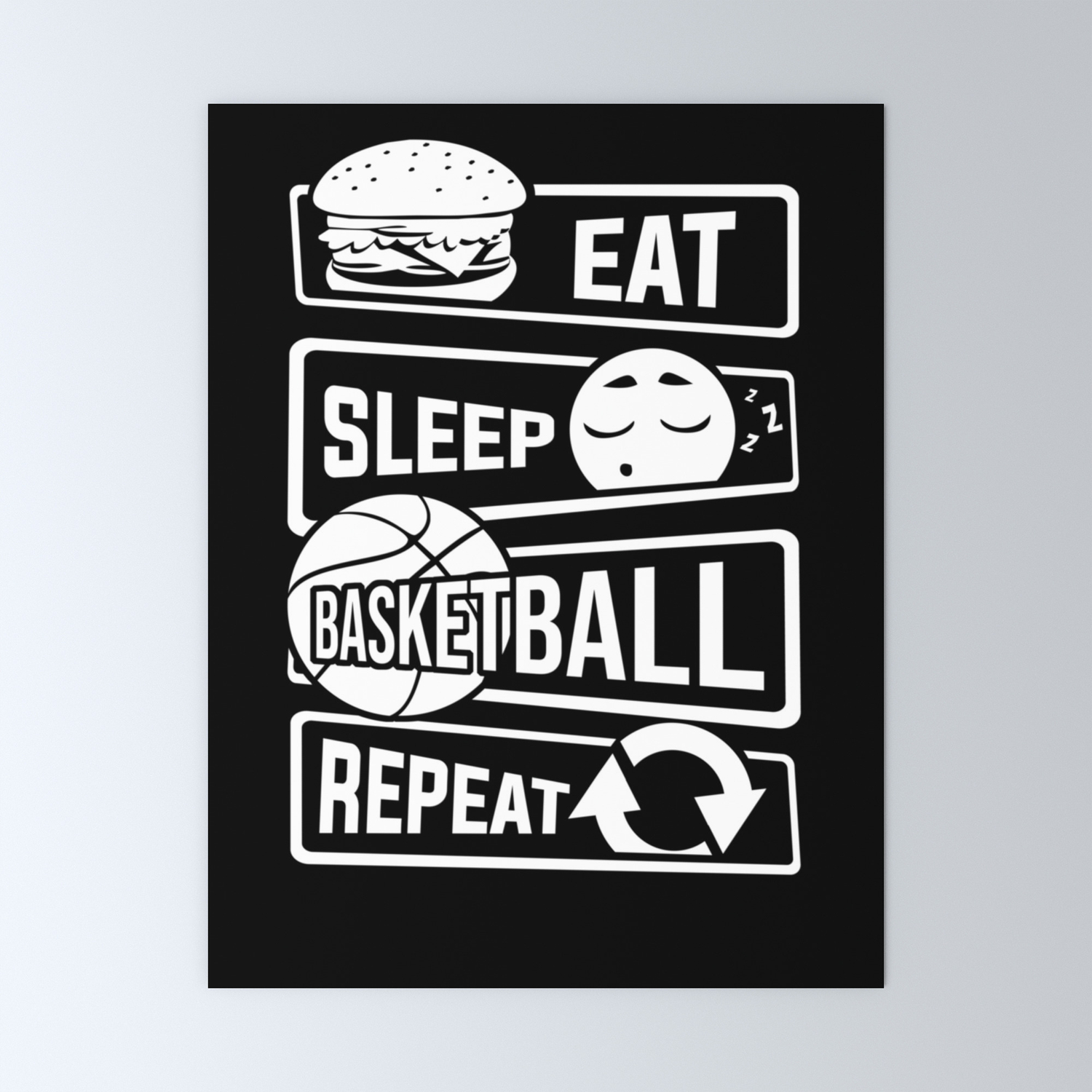 Eat Sleep Basketball Repeat B Ball Team Dunk Mini Art Print By