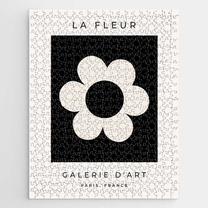 La Fleur | 06 - Retro Floral Print Black And White Flower Jigsaw Puzzle