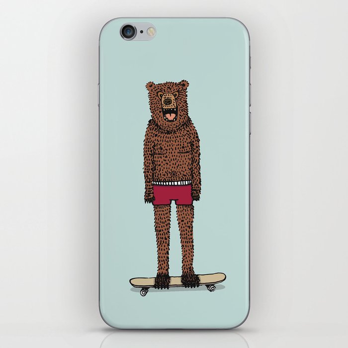 Bear + Skateboard iPhone Skin