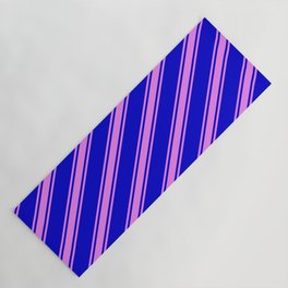 [ Thumbnail: Blue and Violet Colored Stripes/Lines Pattern Yoga Mat ]