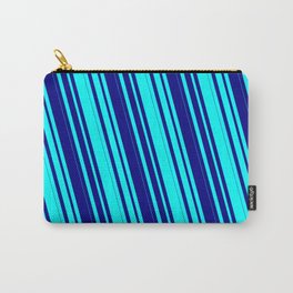 [ Thumbnail: Cyan & Blue Colored Lined Pattern Carry-All Pouch ]