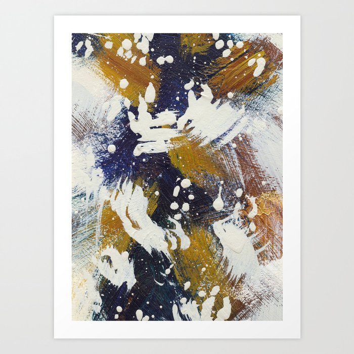 Blue and Gold Abstract 2 Art Print