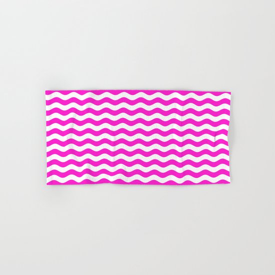Wavy Stripes (Hot Magenta/White) Hand & Bath Towel