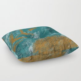 Brundagesto 3 - Contemporary Abstract Painting - Green and Marigold Yellow Floor Pillow