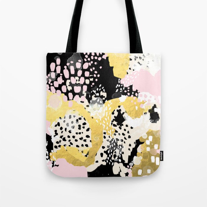 Simone - abstract painting gold foil trendy hipster pastel pink modern trendy colors decor college Tote Bag