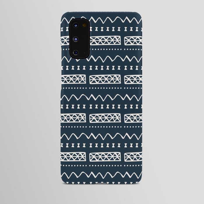 Zesty Zig Zag Bow Dark Blue and White Mud Cloth Pattern Android Case