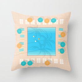 Palm Springs Square Pool Aerial Throw Pillow