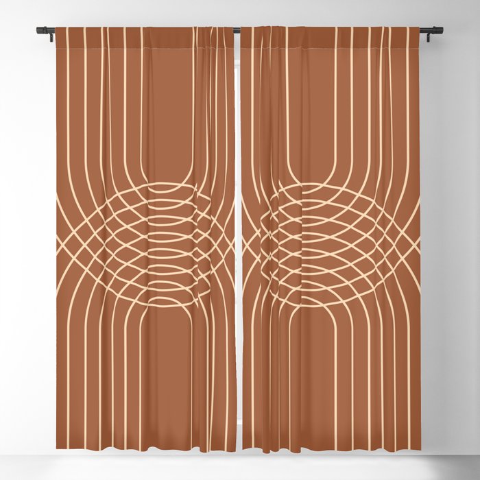 Geometric Lines in Terracotta and Beige 79 (Rainbow Abstract) Blackout Curtain