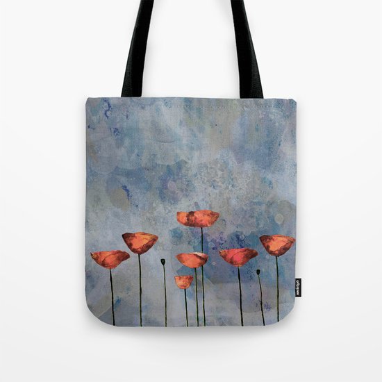 Poppyfield against the blue sky- abstract watercolor artwork Tote Bag