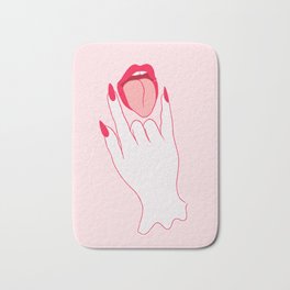 rock on Bath Mat | Rockon, Rednails, Lips, Mouth, Tongue, Curated, Lipstick, Red, Rock, Drawing 