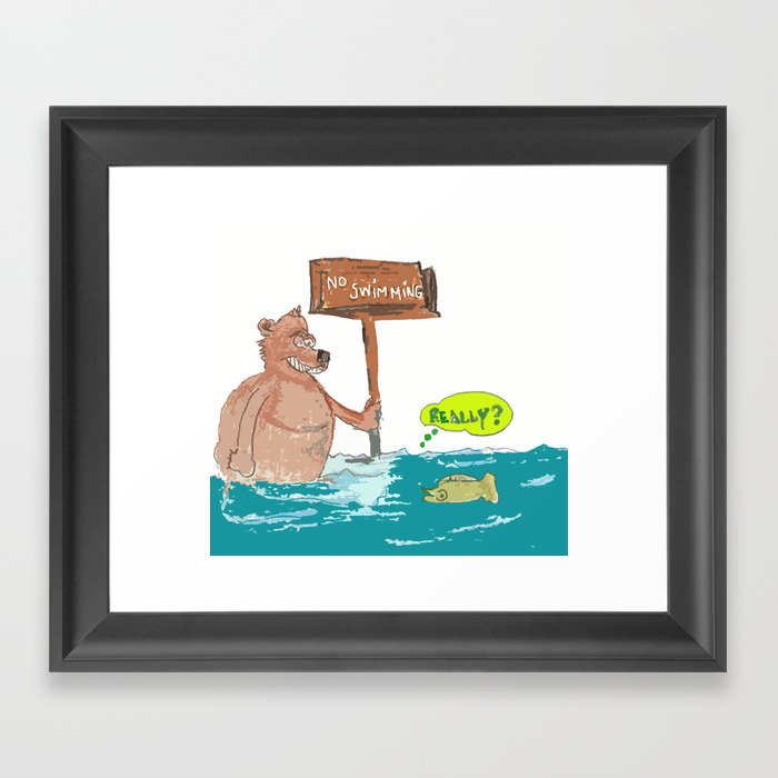 No Swimming Framed Art Print