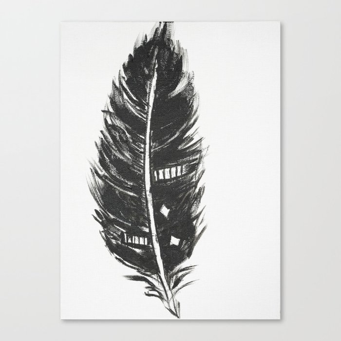 Black Feather Painting Abstract Black Feather Canvas Print By