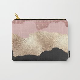 Rose Gold Glitter Black Pink Abstract Girly Art Carry-All Pouch