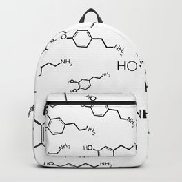 chemical structure for happiness Backpack | Black And White, Brain, Atoms, Serotonin, Typography, Graphicdesign, Pattern, Happiness, Alloverprint, Chemicals 